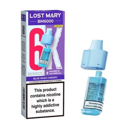 Blue Razz Cherry Lost Mary BM6000 Refill Pack - 20mg - Vape Product (B7DB51)