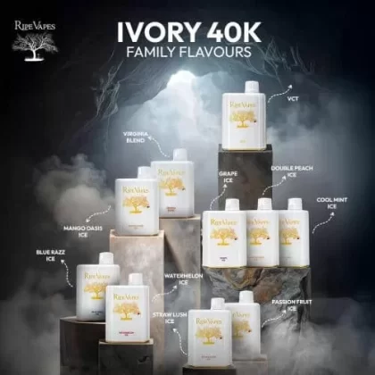RIPE VAPES IVORY 40K DISPOSABLE VAPE POD 50MG - BLUE RAZZ, MANGO OASIS