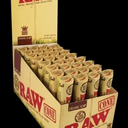 RAW Organic Hemp Prerolled Kingsize Cones – 32 Pack