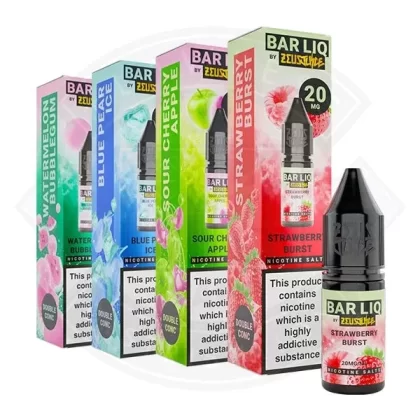 Zeus Juice Barliq Salt 10ml (20mg) - Flavours#Berry Lemonade>Blackcurrant Juice>Blue Pear Ice>Blueberry Sour Razz>Cola Ice>Fizzy Cherry>Grape Ice>Minty Menthol>Passionfruit Orange Guava>Peac