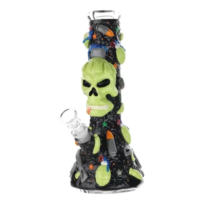 GITD Skull In Arms Beaker Bong – 10in - Ejuicewarehouse