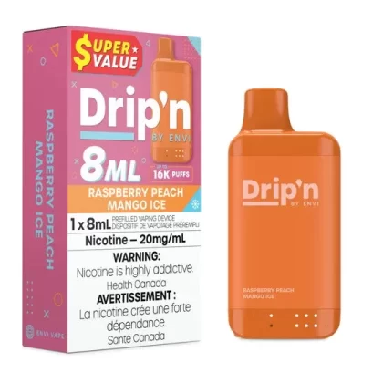 Drip’n by Envi 8ML Disposable – Raspberry Peach Mango Ice