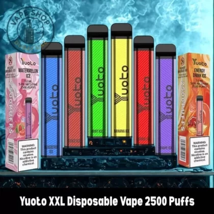 Yuoto XXL Disposable Vape 2500 Puffs - 1 Pack/ 1 Device, FULL BOX 10 DEVICE; Banana Ice, Blueberry Ice (1DE772)