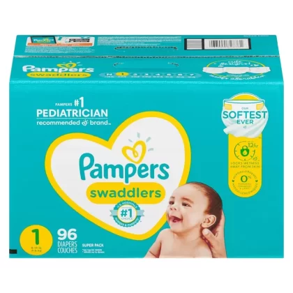Pampers Swaddlers Diapers, Size 1, 96-Pack