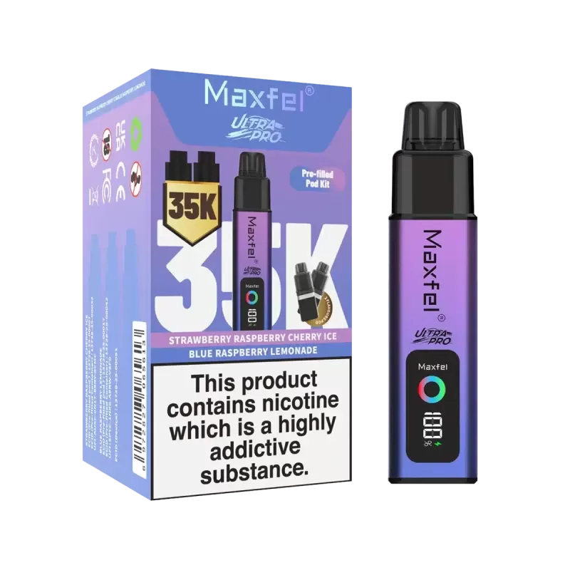 Maxfel Ultra Pro 35K Prefilled Pod Vape Kit - Red Bulls Ice / Cola Lime