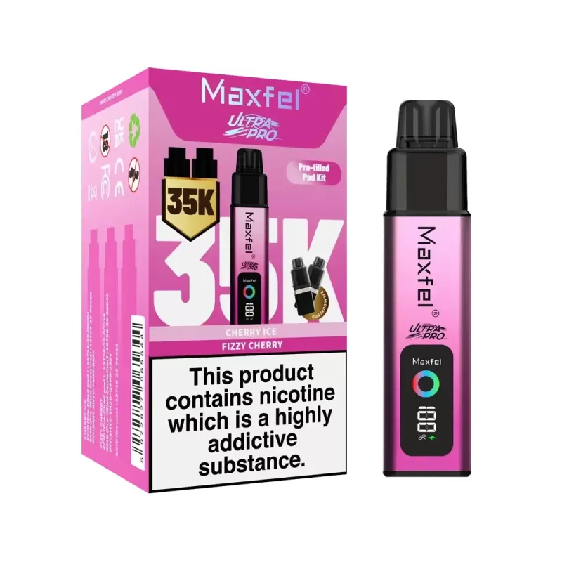 Maxfel Ultra Pro 35K Prefilled Pod Vape Kit - Red Bulls Ice / Cola Lime - Image 3