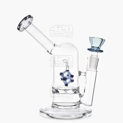 USA Glass | Vortex Perc Glass Water Pipe w/ Spinning Cube | 7in Tall – 14mm Bowl – Smoke
