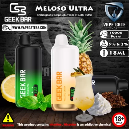 Geek Bar Meloso Ultra Rechargeable Disposable Vape (10,000 Puffs) - 20 mg / Strawberry Mango Ice