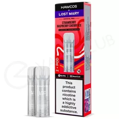 Strawberry Raspberry Cherry Ice Hawcos x Lost Mary Crystal Pro Prefilled Pods