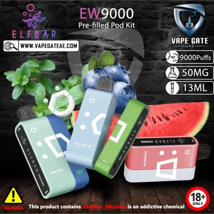 ELF Bar EW9000 Puffs Disposable Pre-filled Pod Kit - Cherry Strazz - White (Device) / 50 mg
