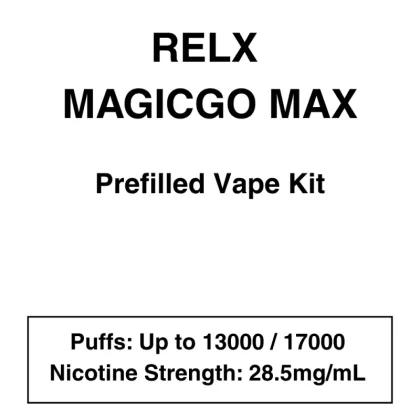 RELX – MagicGo Max – Prefilled Pod Vape Kit – 13000 Puffs – 28.5mg/mL Nicotine - Vapeys Co Nz
