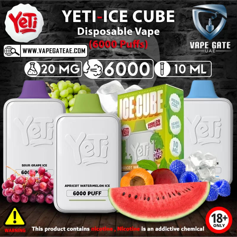 Yeti - Ice Cube Disposable Vape (6000 Puffs) - 20 mg / Orange Mango Ice