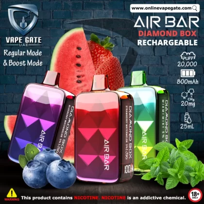 Air Bar - Diamond Box Rechargeable Disposable Vape (20,000 Puffs) - 20 mg / Grape Freeze