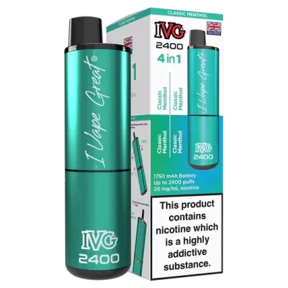 IVG 2400 Rechargeable Vape Classic Menthol - Strength#20mg (AAA5B9)