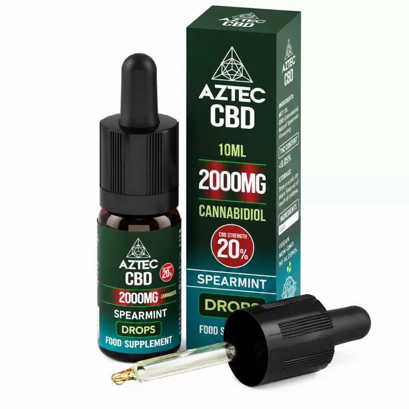 Aztec CBD Oil Drops 20% 2000mg – Strong 10ml CBD Oil UK - Spearmint