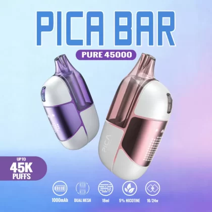 Assembled in USA | PICA BAR “Pure” 45K Puff Disposable Device - 45,000 - New in Box / Straw Banana