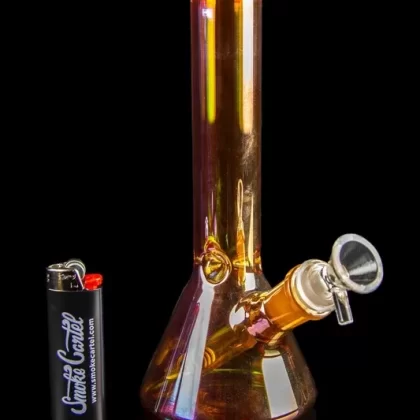 Glass Beaker Base Ice Bong with Metallic Finish