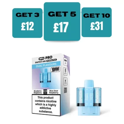 Blueberry Raspberry / Blue Sour Raspberry Crystal Pro Switch 30k Prefilled Pods - £5.99 or 3 For £12 - Blueberry Raspberry / Blue Sour Raspberry