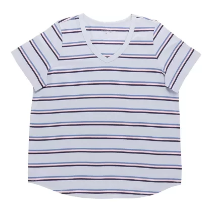 mySTYLE Women’s Plus V-Neck Stripe Tee