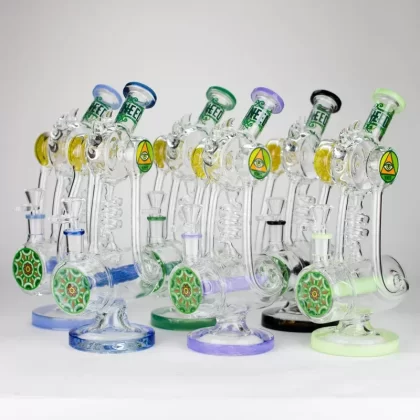 WENEED | 12″ Twisting Tide Glass Bong - Option1#Black>Blue>Green-A>Jade Blue>T-green>T-purple