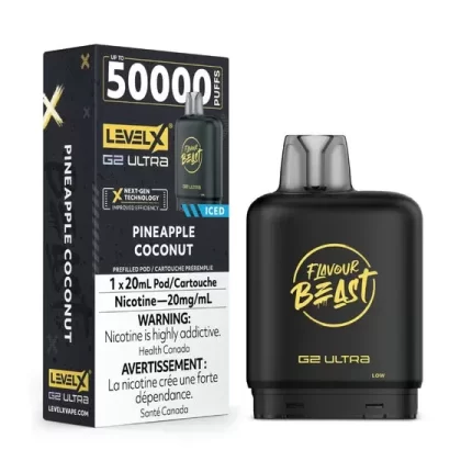 Flavour Beast Level X G2 Ultra Pod – 50k Puffs – Pineapple Coconut Iced