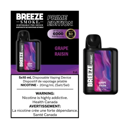 Breeze Prime Edition Disposable Vape – 6000 Puffs – Grape - Ecigdepot
