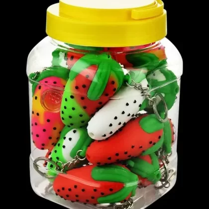 Strawberry Keychain Silicone Pipe – Bulk 15 Pack - Vape Store
