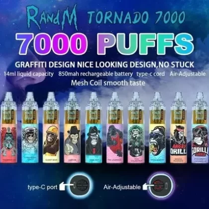 Original RANDM TORNADO Rechargeable Disposable Vape Pen Device 7000 Puffs 850mAh ( )