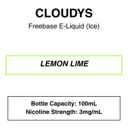 Lemon Lime – Cloudys Premium E- Liquid Freebase – 100mL - Vape Product; Vape Product (402F87)