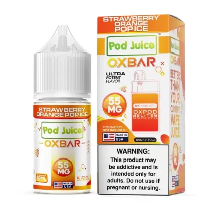 Strawberry Orange Pop Ice – Pod Juice x OXBAR Salts – 30mL - Vape Product, Vape Product