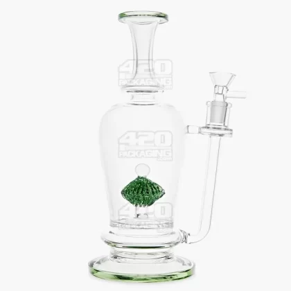 Lattice Perc Glass Water Pipe w/ Thick Base | 10.5in Tall – 14mm Bowl – Green