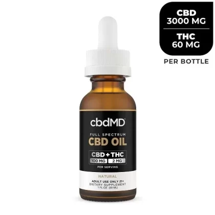 cbdMD Full Spectrum CBD Oil Tincture 30mL - choose cbd-mg#1500mg>3000mg~flavors#Natural>Mint Chocolate