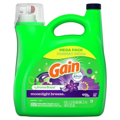 Gain + Aroma Boost Moonlight Breeze Liquid Laundry Detergent, 4.55-L