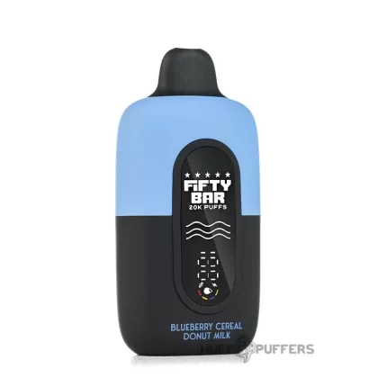 Fifty Bar Disposable Vape - Flavor#Blueberry Cereal Donut Milk>Cinnamon Funnel Cake>Gold Tobacco>Strawberry Cereal Donut Milk>Milky Loops>Vanilla Custard>Baja Slushi>Butterbean>Green Apple B