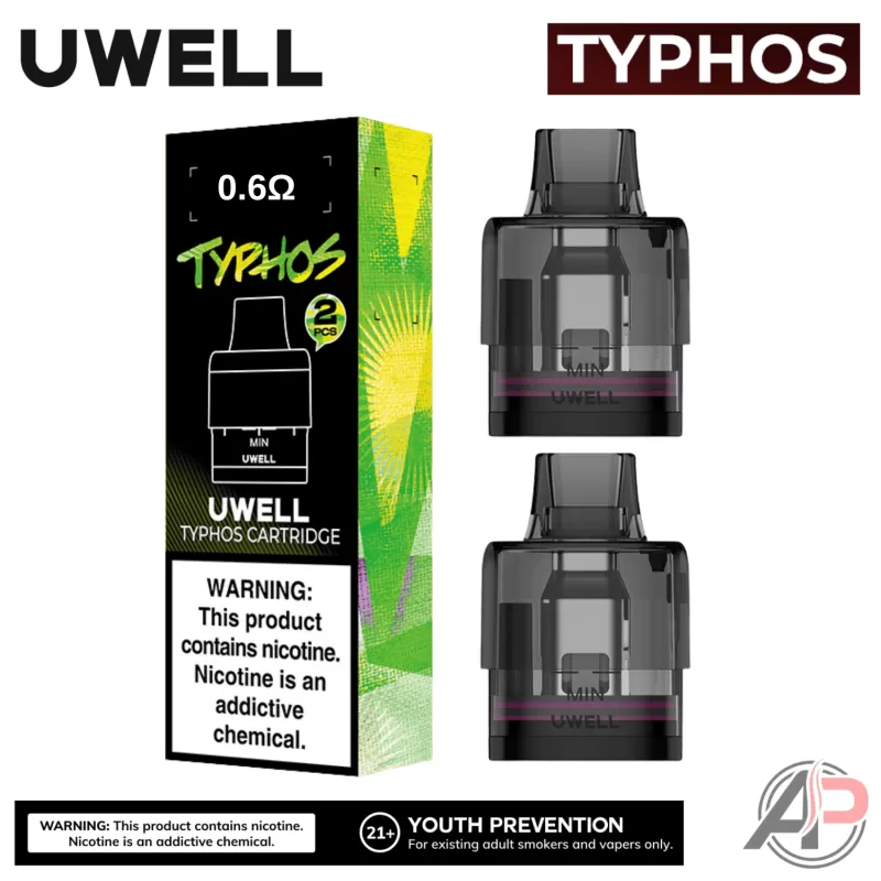 Uwell Typhos Replacement Cartridges 2 Pack - Typhos 0.3 Ohm (6mL) - 2pk, Typhos 0.6 Ohm (6mL) - 2pk - Image 2