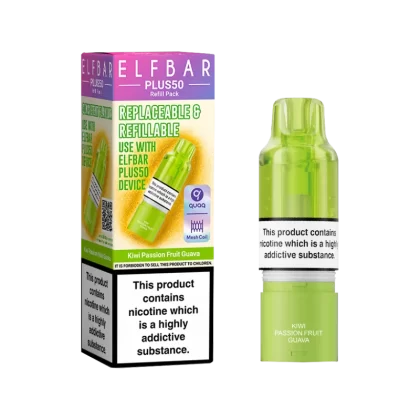 Kiwi Passion Fruit Guava ElfBar Plus 50 Refill Pack - 20mg - Vape Product