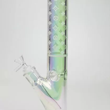 14″ Luxury Designer Logo 7mm Electroplated Straight Tube Bong