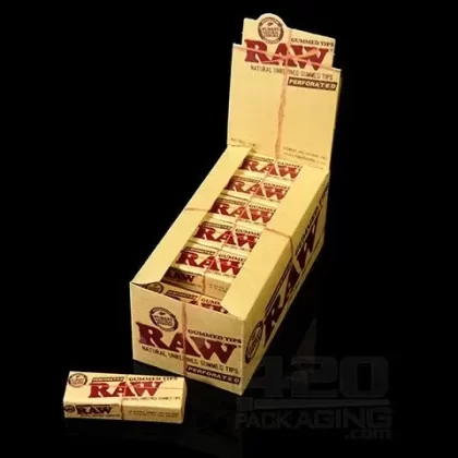 RAW Natural Perforated Gummed Tips 24/Box - Vape Store