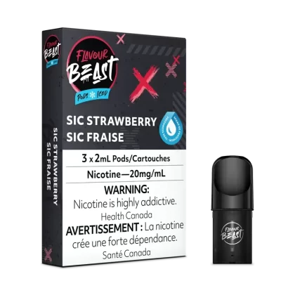 Flavour Beast Pod Pack – Sic Strawberry Iced 20mg (3pk)