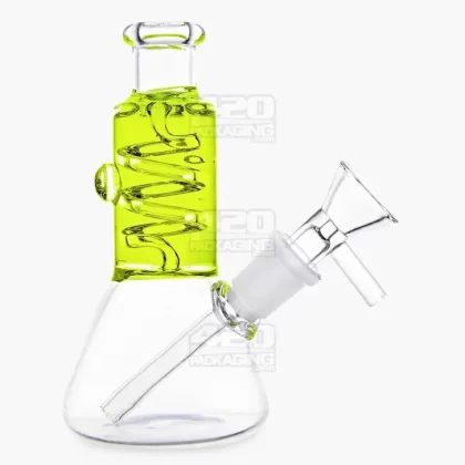 Glycerin Coil Mini Beaker Water Pipe | 5in Long – Glass – Green