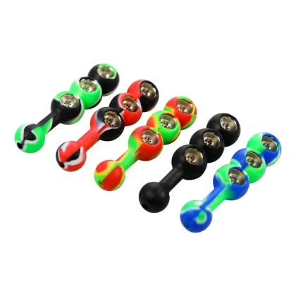 Silicone Three Bowl Hand Pipe – 6in