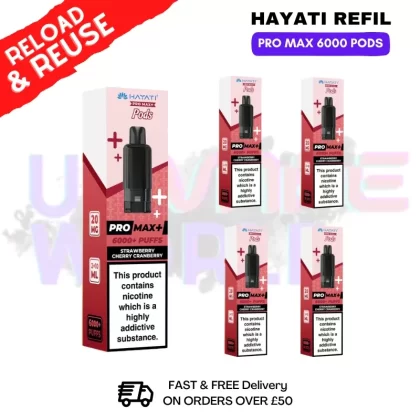 Strawberry Cherry Cranberry Hayati ProMax 6K Replacement Pods Box Of 5
