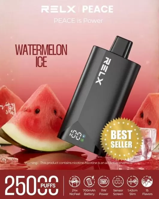 Relx Peace 25K Rechargeable Disposable Vape (25,000 Puffs) - Cherry Ice / 20 mg - Image 2