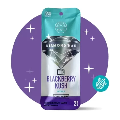 Realize | Live Resin HHC Diamond Bar Disposable – 2000mg - Strain#Blackberry Kush - Indica>Grapefruit Haze - Sativa>Pineapple Express - Sativa>Watermelon Mojito - Indica