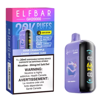 Elf Bar GH20K Disposable Vape Device - Sour Cranapple 20ml - 20mg/ml