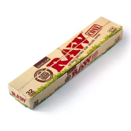 Raw Organic 1 1/4 Pre-Rolled Cones (32-Pack) - Vape Store