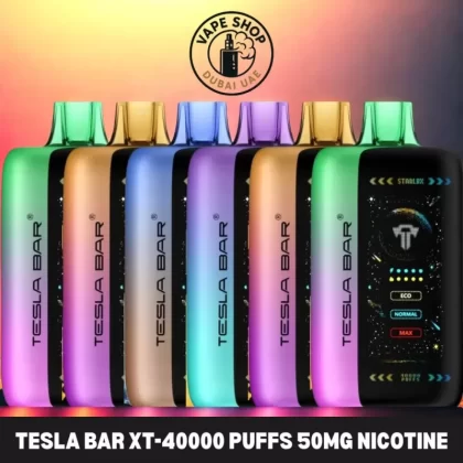 TESLA BAR XT 40000 Puffs 50MG Nicotine In Dubai - Vape Product, BOX OF 5 PCS; Black Cherry, BLUE RAZZ