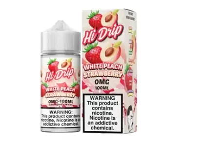 Hi-Drip Series White Peach Strawberry Vape e-Liquid 100mL - Vape Product, Vape Product
