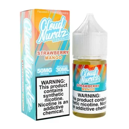 Cloud Nurdz Salts Iced Strawberry Mango Synthetic Nicotine 30ml E-Juice