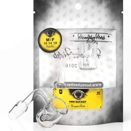Honeybee Herb White Line 90° Mini Bucket Quartz Banger - Ejuicewarehouse